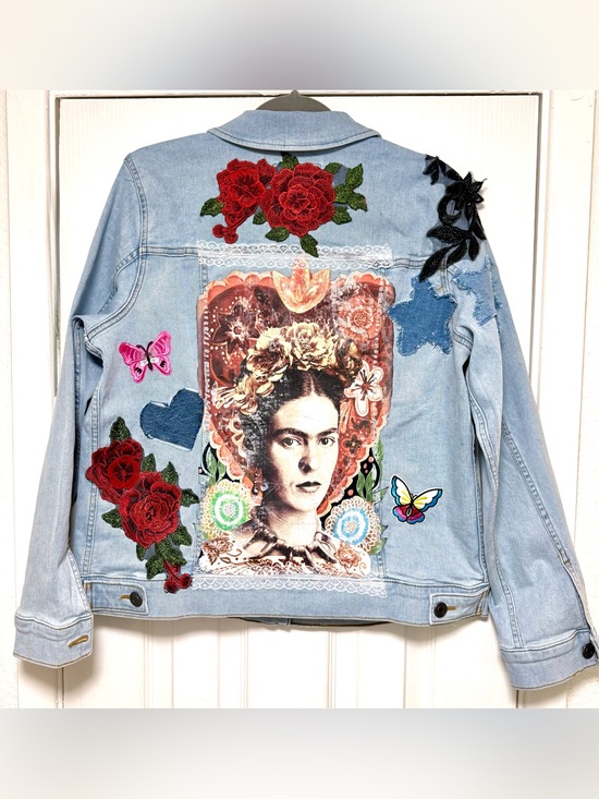 LC Lauren Conrad Jackets & Blazers - Frida Inspired Light Blue Embroidered Denim Jacket